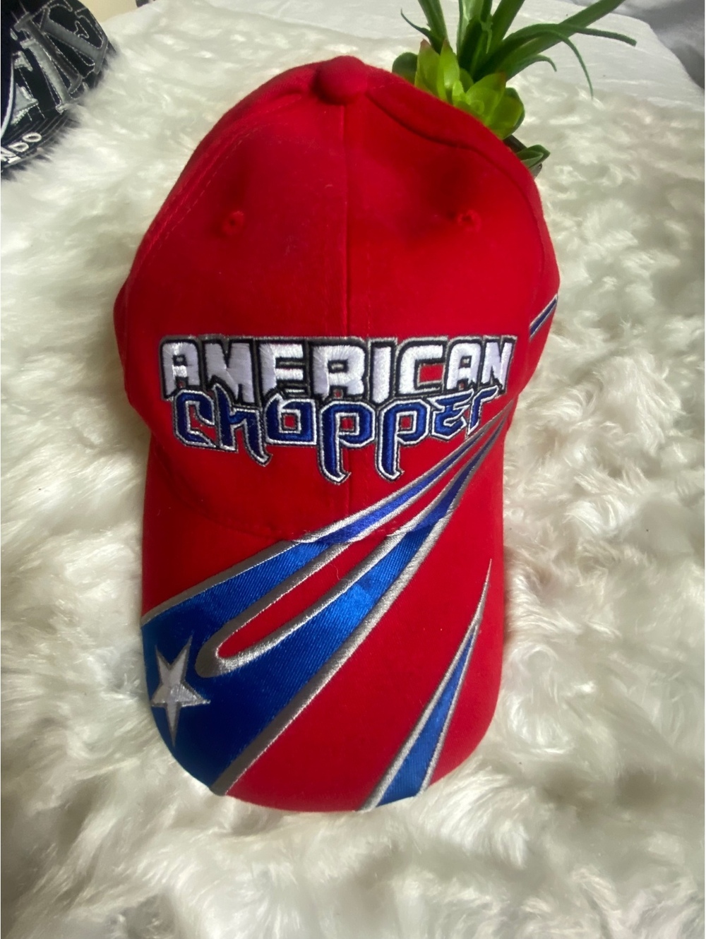Red American Chopper Embroidered Baseball Cap
